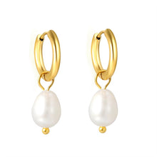 Load image into Gallery viewer, Amina Pearl Hoops
